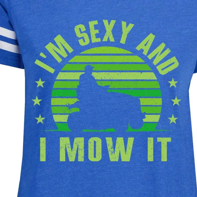 Lawn Mowing Landscaping Im Sexy And I Mow It Enza Ladies Jersey Football T-Shirt