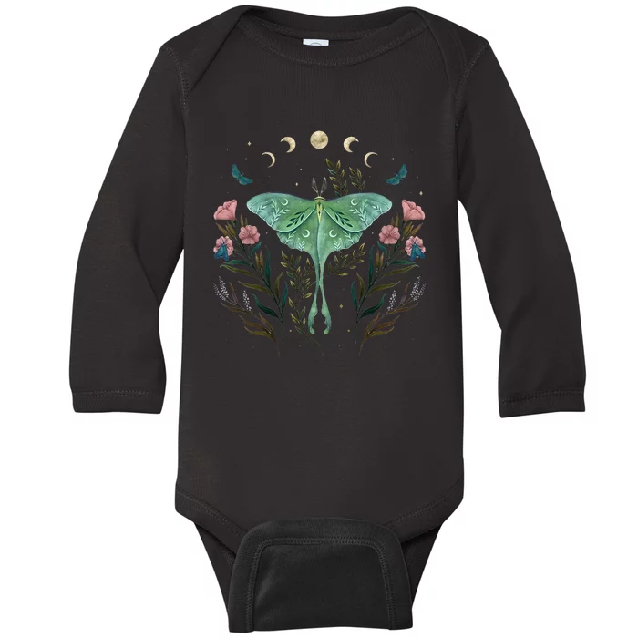 Luna Moth Baby Long Sleeve Bodysuit