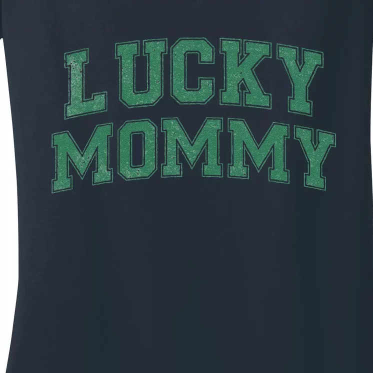 Lucky Mommy Life St Patricks Day Shamrock Family Womens Funny Women's V-Neck T-Shirt