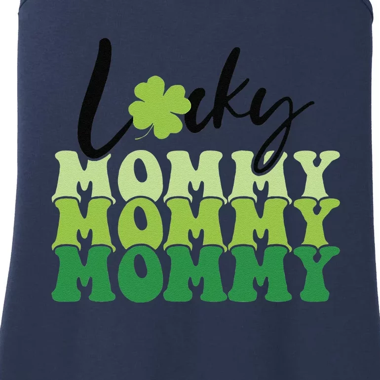 Lucky Mommy Life St Patricks Day Shamrock Family Womens Ladies Essential Tank