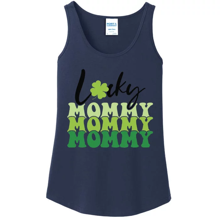 Lucky Mommy Life St Patricks Day Shamrock Family Womens Ladies Essential Tank