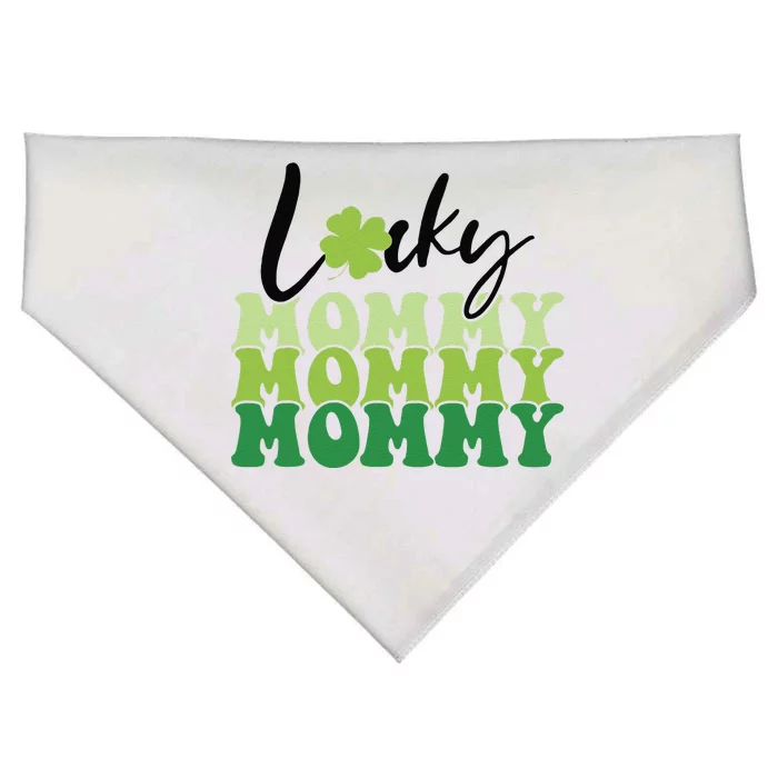 Lucky Mommy Life St Patricks Day Shamrock Family Womens USA-Made Doggie Bandana