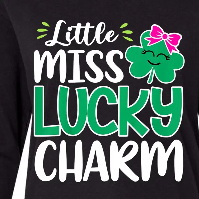 Little Miss Lucky Charm Shamrock St Patricks Day Girls Womens Cotton Relaxed Long Sleeve T-Shirt