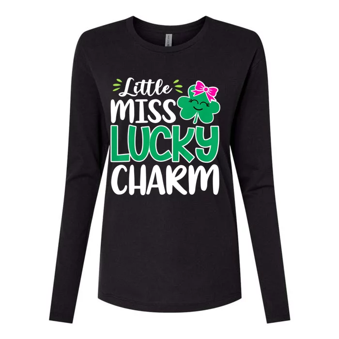 Little Miss Lucky Charm Shamrock St Patricks Day Girls Womens Cotton Relaxed Long Sleeve T-Shirt