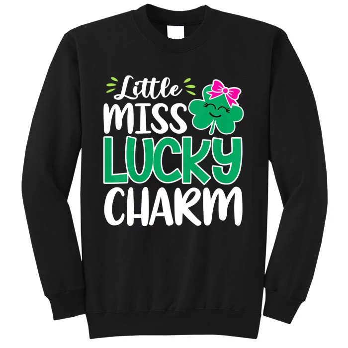 Little Miss Lucky Charm Shamrock St Patricks Day Girls Tall Sweatshirt