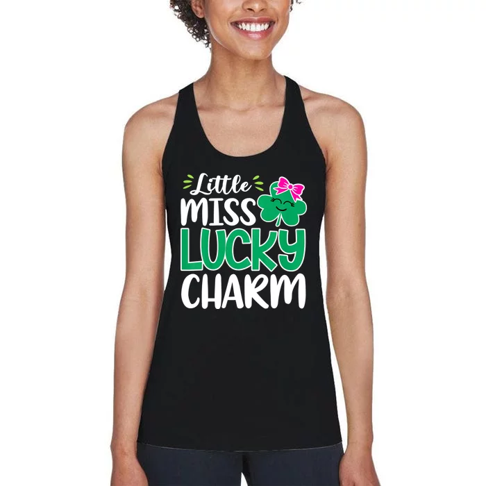 Little Miss Lucky Charm Shamrock St Patricks Day Girls Women's Racerback Tank