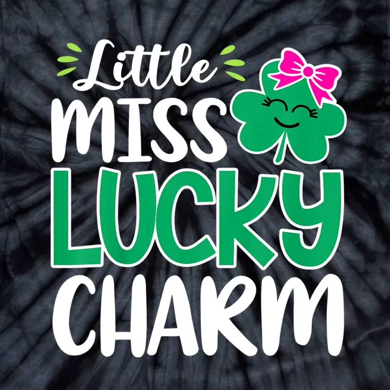 Little Miss Lucky Charm Shamrock St Patricks Day Girls Tie-Dye T-Shirt