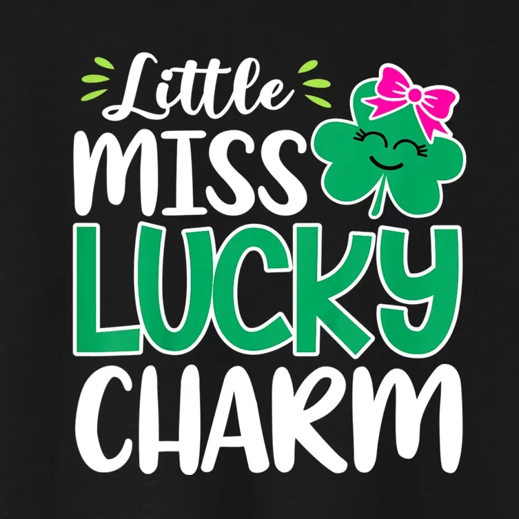 Little Miss Lucky Charm Shamrock St Patricks Day Girls Women's Crop Top Tee