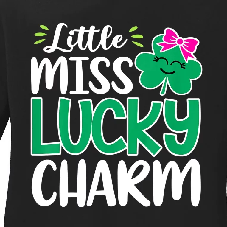 Little Miss Lucky Charm Shamrock St Patricks Day Girls Ladies Long Sleeve Shirt