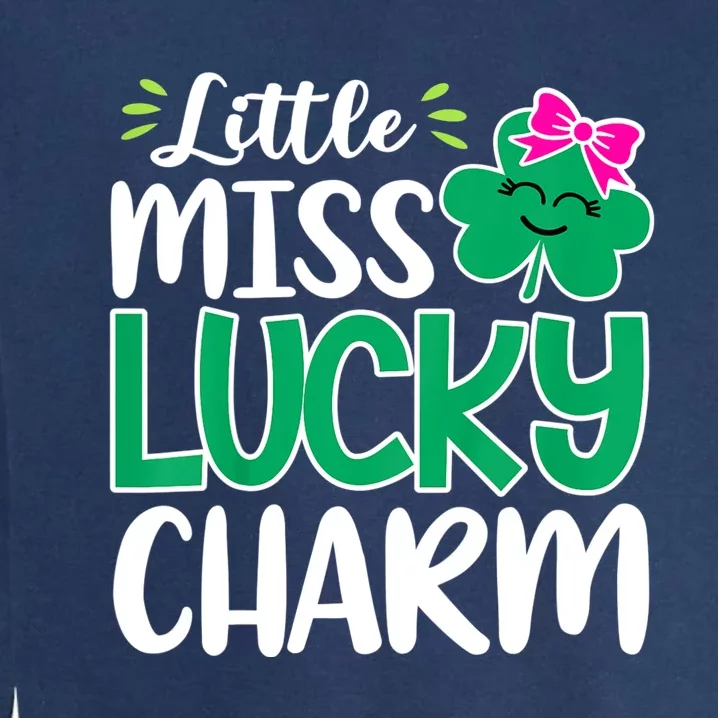 Little Miss Lucky Charm Shamrock St Patricks Day Girls Garment-Dyed Sweatshirt