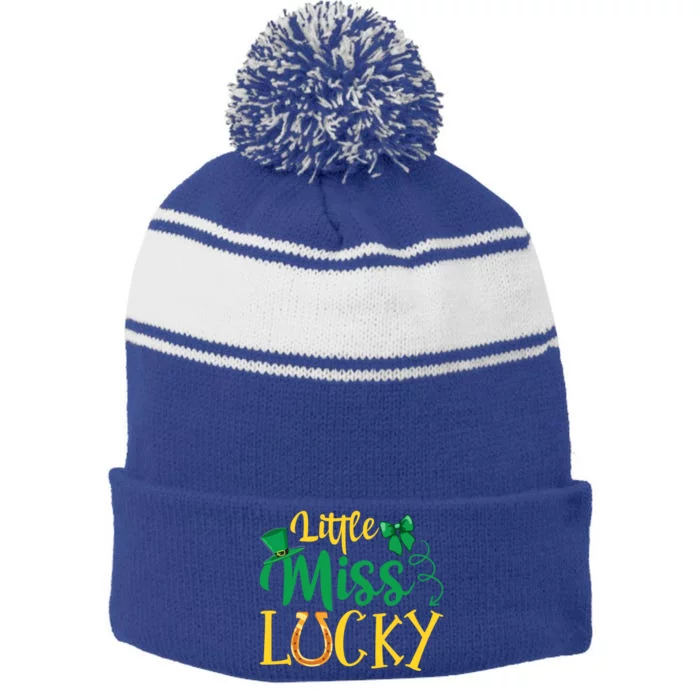 Little Miss Lucky Gift St Patricks Day Gift Stripe Pom Pom Beanie