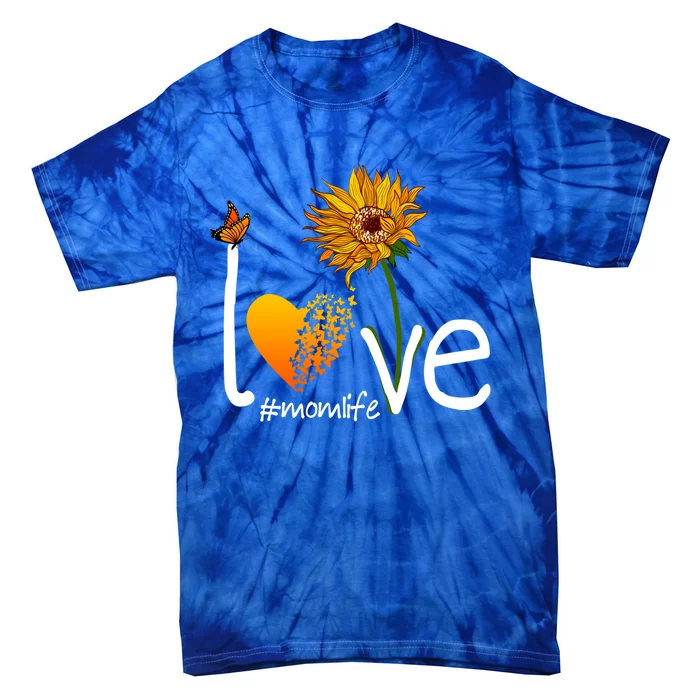 Love Mom Life Mothers Day Funny Gift Butterfly Sunflower Graphic Funny Gift Tie-Dye T-Shirt