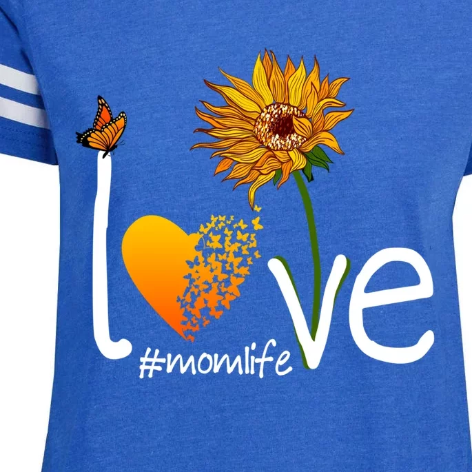 Love Mom Life Mothers Day Funny Gift Butterfly Sunflower Graphic Funny Gift Enza Ladies Jersey Football T-Shirt