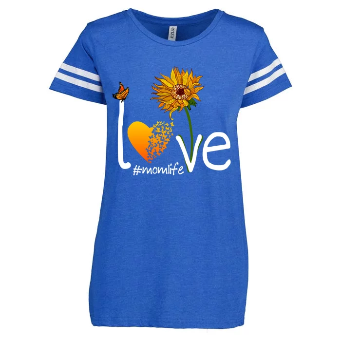 Love Mom Life Mothers Day Funny Gift Butterfly Sunflower Graphic Funny Gift Enza Ladies Jersey Football T-Shirt