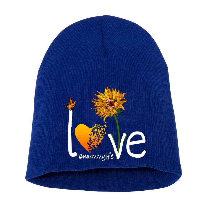 Love Mummy Life Mom Grandma Butterfly Sunflower Graphic Cool Gift Short Acrylic Beanie