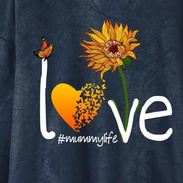 Love Mummy Life Mom Grandma Butterfly Sunflower Graphic Cool Gift Hooded Wearable Blanket