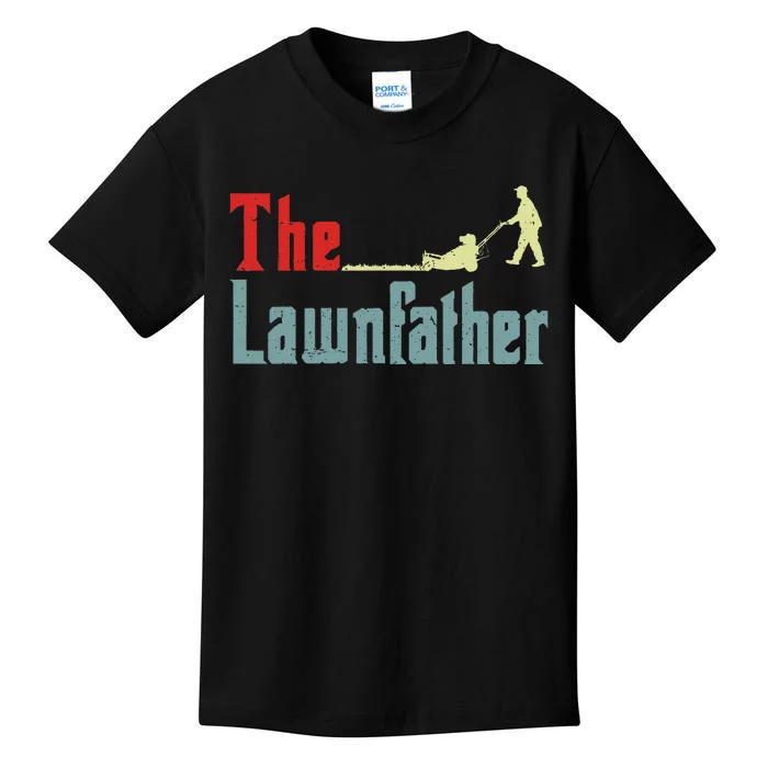 Lawn Mowing Lawnfather Mower Gardening Dad Father Day Gift Kids T-Shirt