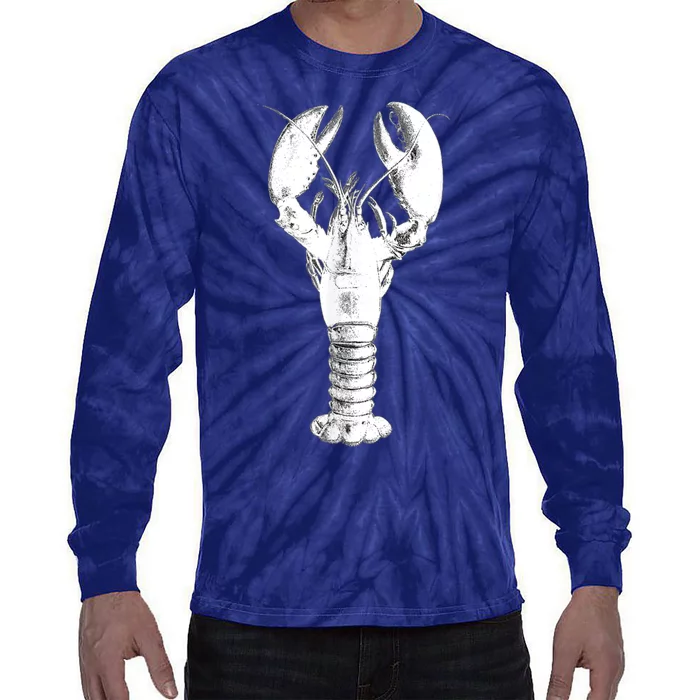 Large Maine Lobster in White Tee Tie-Dye Long Sleeve Shirt