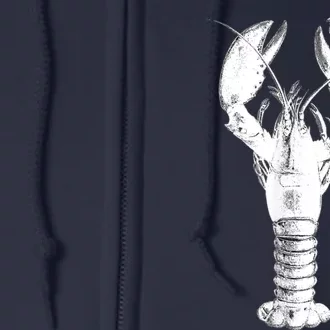 Large Maine Lobster in White Tee Full Zip Hoodie