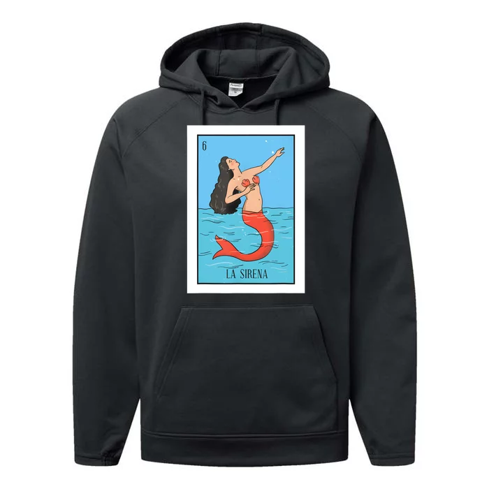 La Mermaid Lottery Gift The Mermaid Card Mexican Lottery Performance Fleece Hoodie