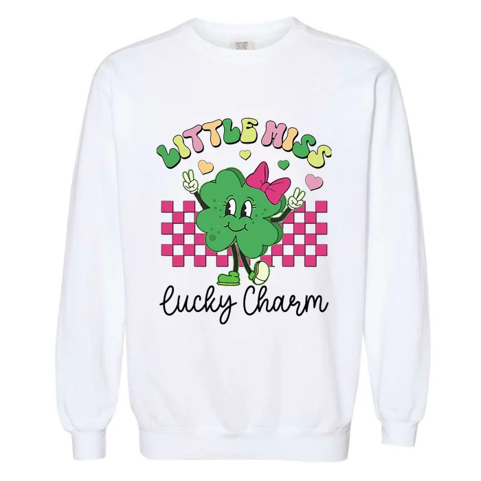 Little Miss Lucky Charm St Patrick's Day Garment-Dyed Sweatshirt