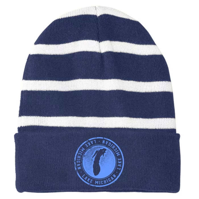 Lake Michigan Striped Beanie with Solid Band