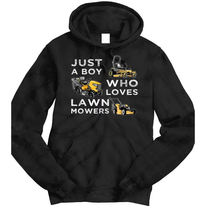 Lawn Mowing Lover For Just A Boy Who Loves Lawn Mowers Tie Dye Hoodie