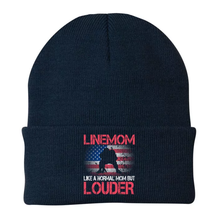 Line Mom Linemom American Football Line Funny Gift Knit Cap Winter Beanie