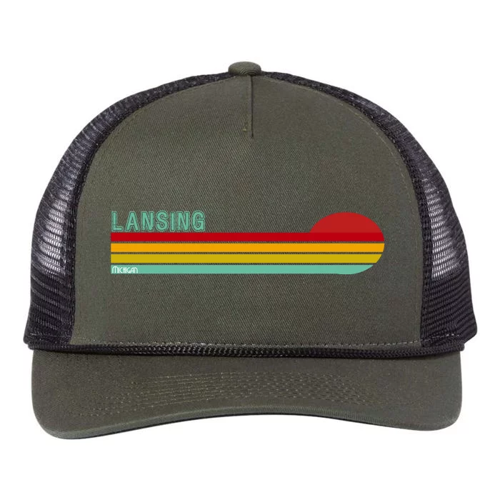 Lansing Michigan Retro Rope Trucker Hat Cap