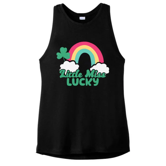 Little Miss Lucky Rainbow St Patrick's Day Ladies Tri-Blend Wicking Tank