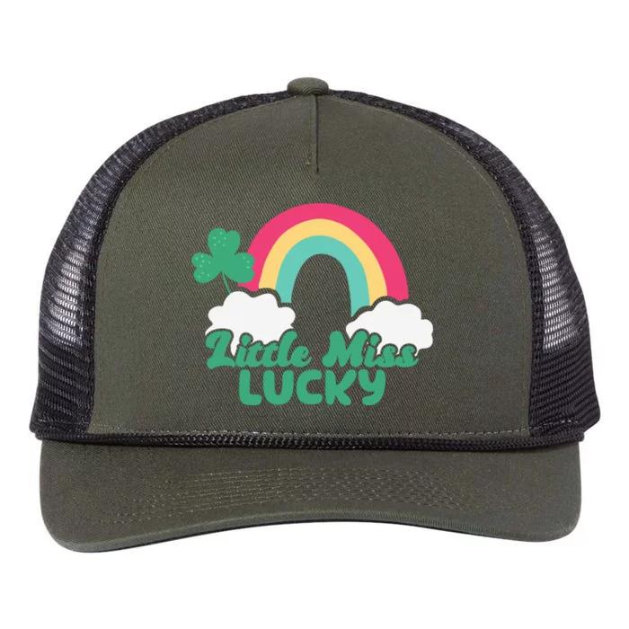 Little Miss Lucky Rainbow St Patrick's Day Retro Rope Trucker Hat Cap