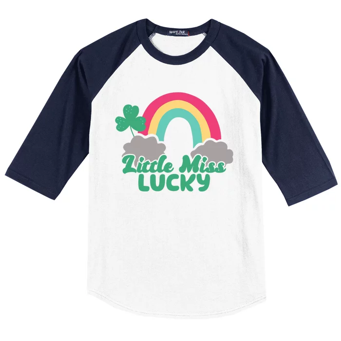 Little Miss Lucky Rainbow St Patrick's Day Baseball Sleeve Shirt