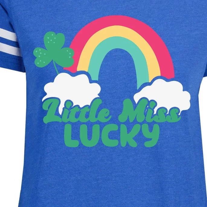 Little Miss Lucky Rainbow St Patrick's Day Enza Ladies Jersey Football T-Shirt