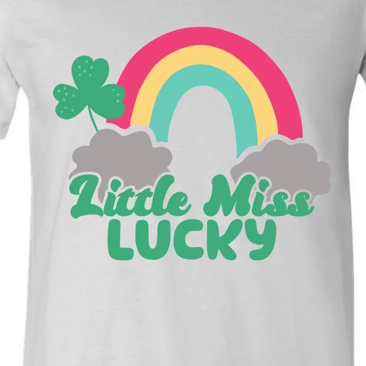 Little Miss Lucky Rainbow St Patrick's Day V-Neck T-Shirt