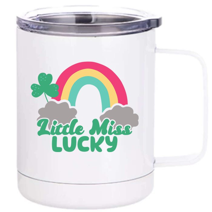 Little Miss Lucky Rainbow St Patrick's Day Front & Back 12oz Stainless Steel Tumbler Cup