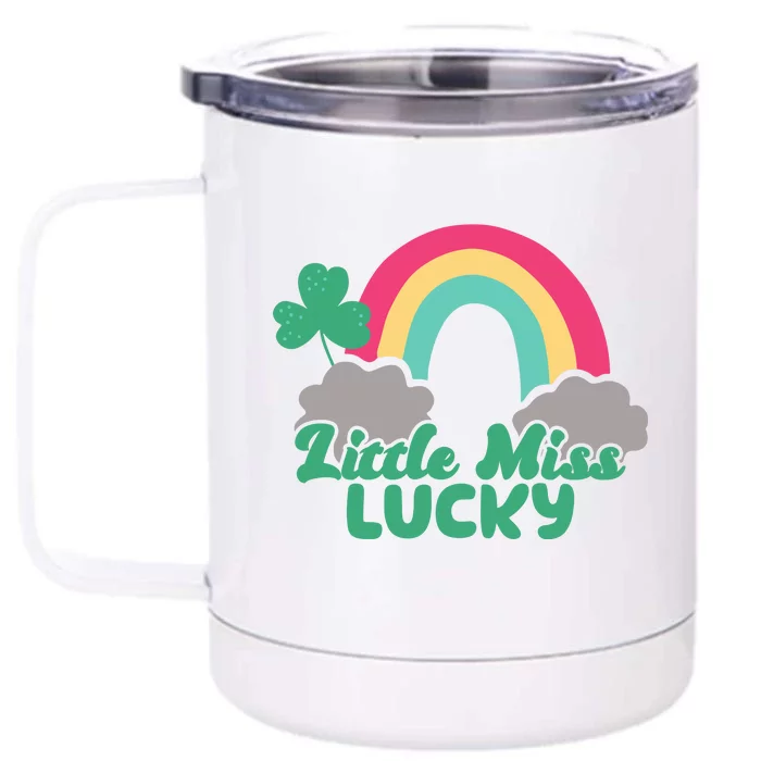 Little Miss Lucky Rainbow St Patrick's Day Front & Back 12oz Stainless Steel Tumbler Cup