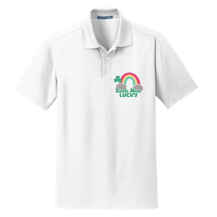 Little Miss Lucky Rainbow St Patrick's Day Dry Zone Grid Performance Polo