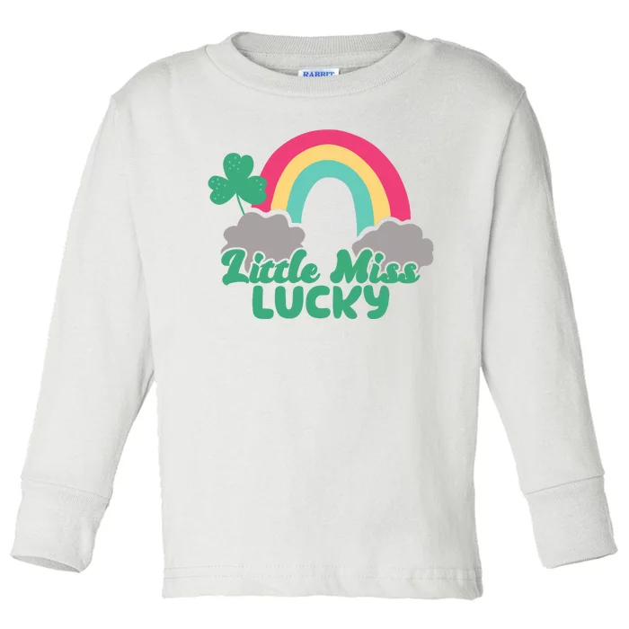 Little Miss Lucky Rainbow St Patrick's Day Toddler Long Sleeve Shirt