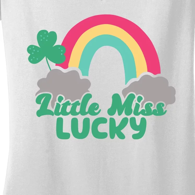 Little Miss Lucky Rainbow St Patrick's Day Women's V-Neck T-Shirt