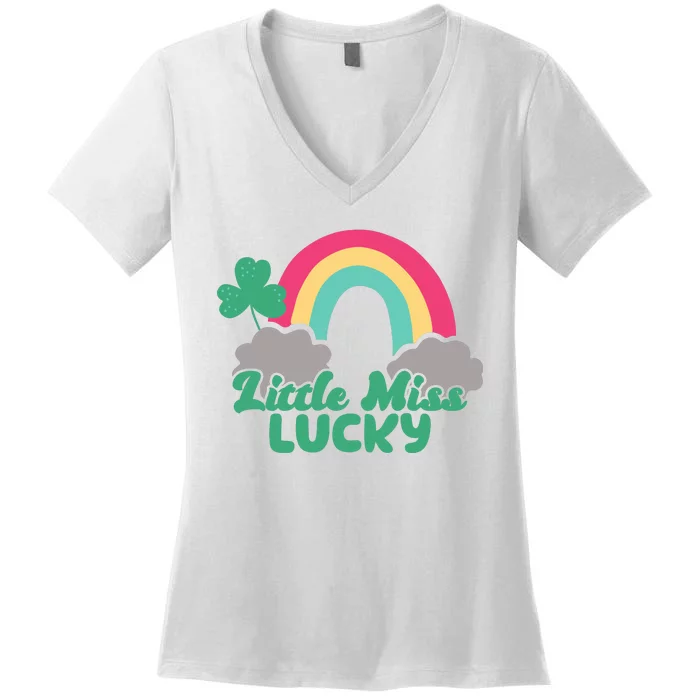 Little Miss Lucky Rainbow St Patrick's Day Women's V-Neck T-Shirt