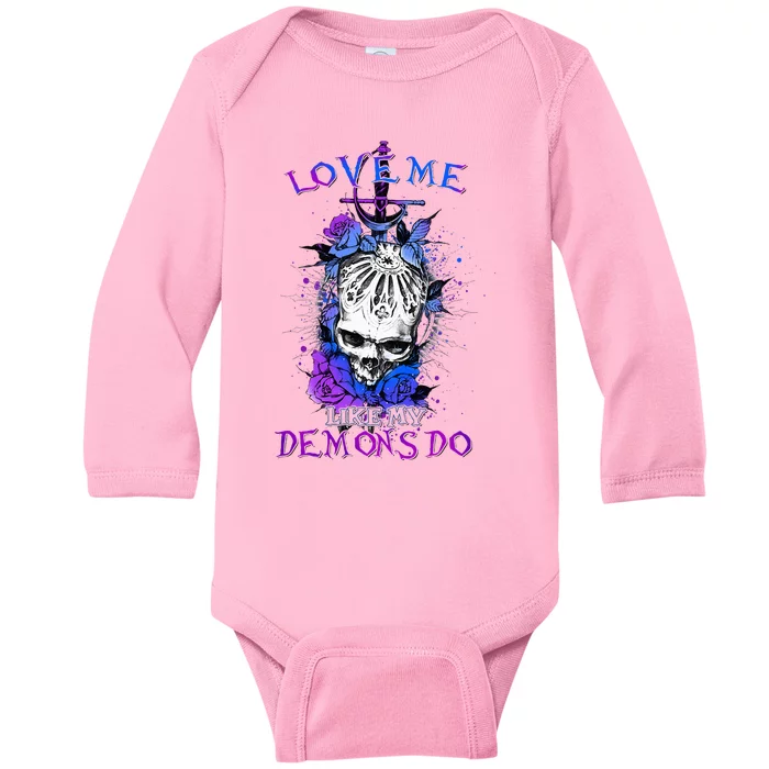 Love Me Like My Demons Do Love Occult Baby Long Sleeve Bodysuit