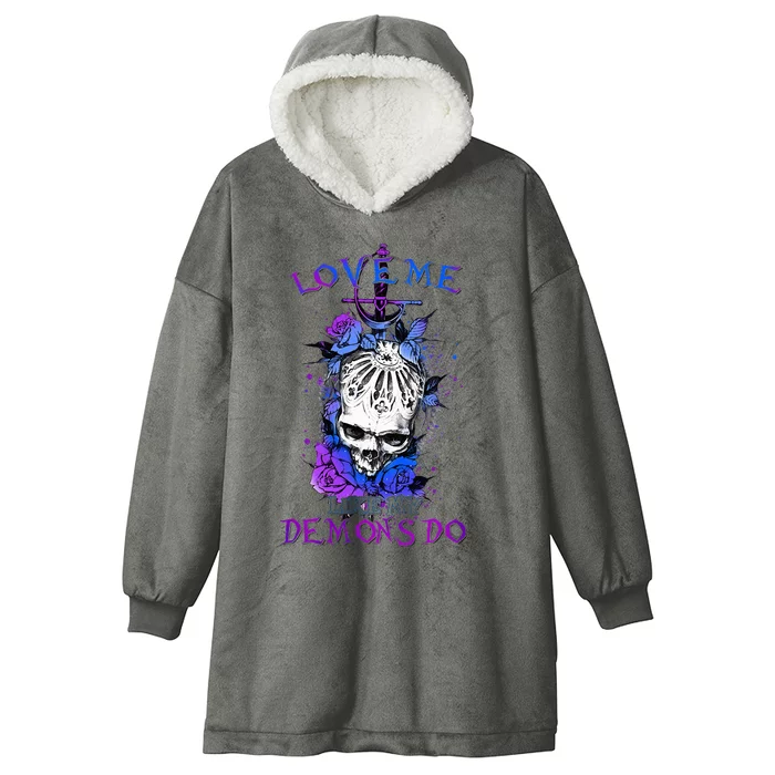 Love Me Like My Demons Do Love Occult Hooded Wearable Blanket