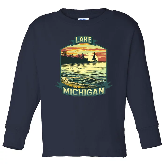 Lake Michigan Toddler Long Sleeve Shirt