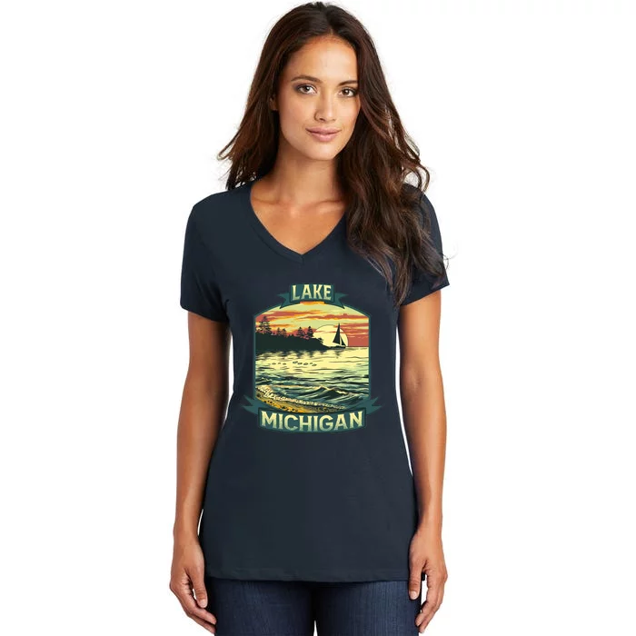 Lake Michigan Women's V-Neck T-Shirt