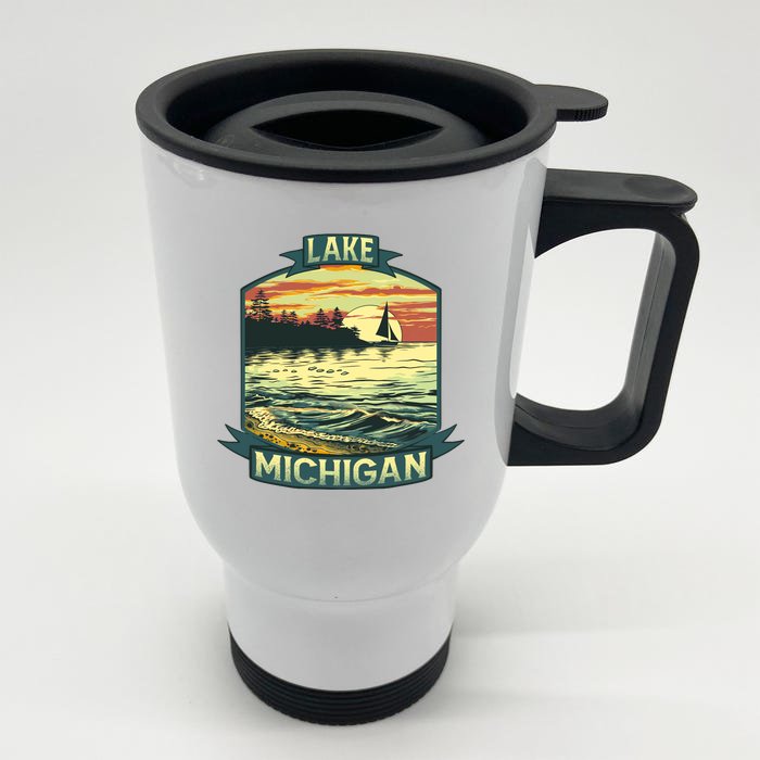 Lake Michigan Front & Back Stainless Steel Travel Mug