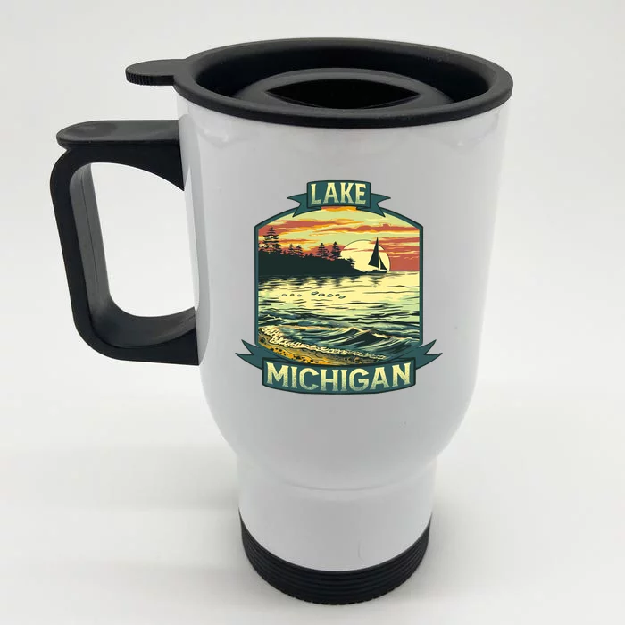 Lake Michigan Front & Back Stainless Steel Travel Mug