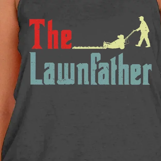 Lawn Mowing Lawnfather Mower Gardening Dad Father Day Gift Women's Knotted Racerback Tank