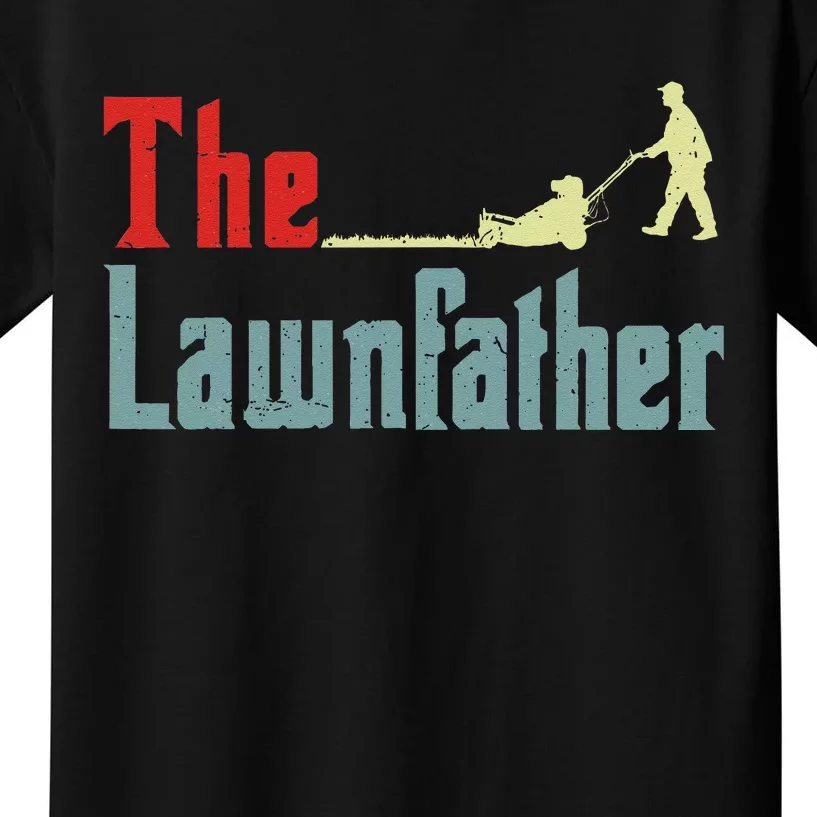 Lawn Mowing Lawnfather Mower Gardening Dad Father Day Gift Kids T-Shirt