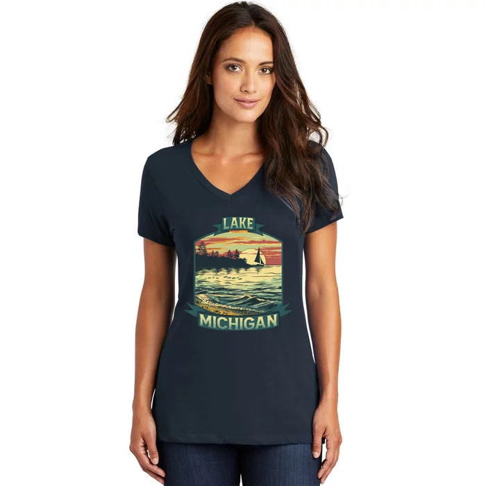 Lake Michigan Women's V-Neck T-Shirt