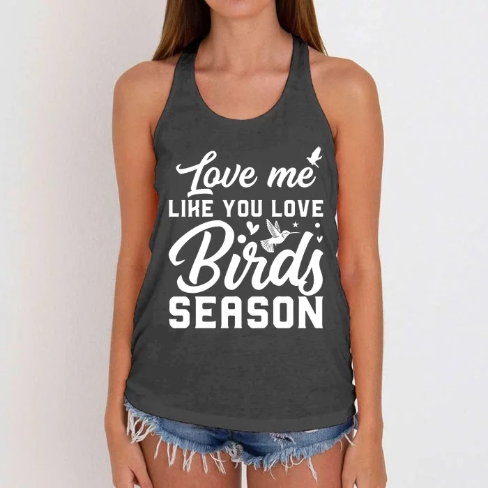 Love Me Like You Love Birds Season Print Women's Knotted Racerback Tank